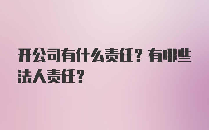 开公司有什么责任？有哪些法人责任？