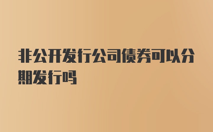 非公开发行公司债券可以分期发行吗