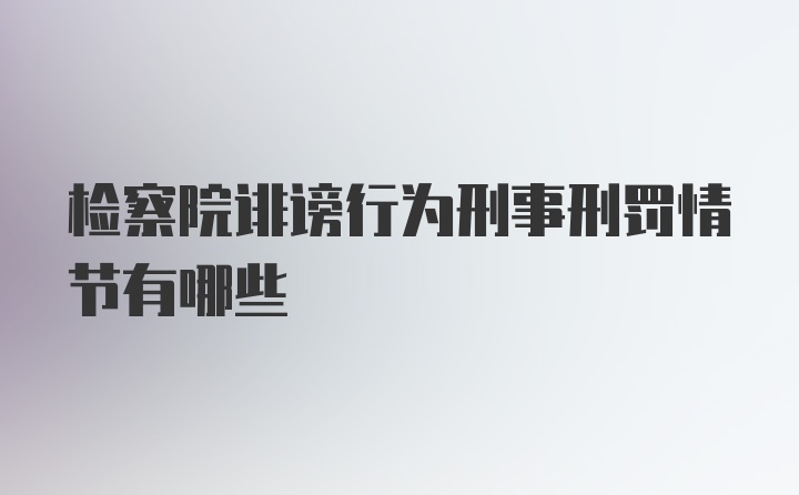 检察院诽谤行为刑事刑罚情节有哪些