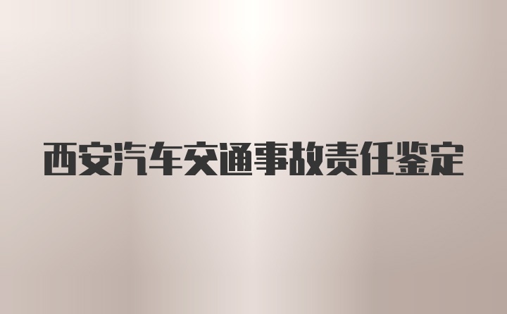 西安汽车交通事故责任鉴定