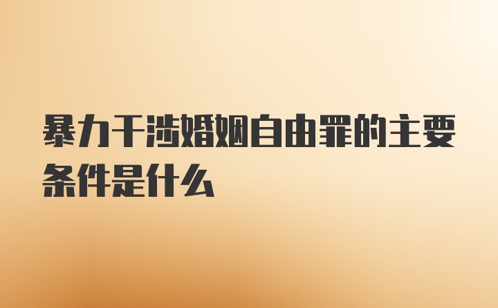 暴力干涉婚姻自由罪的主要条件是什么