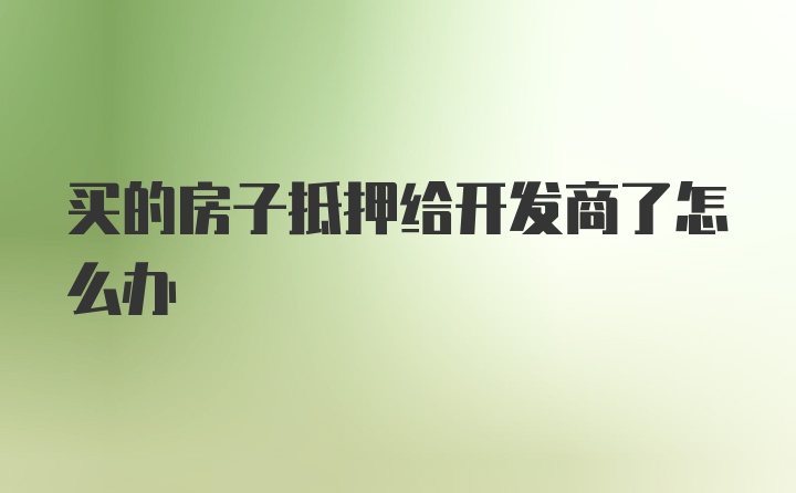 买的房子抵押给开发商了怎么办