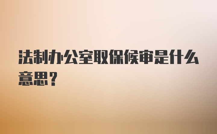 法制办公室取保候审是什么意思？