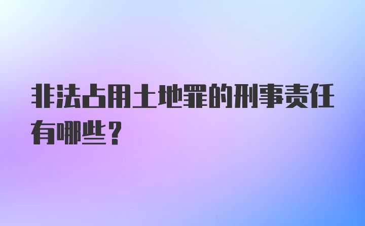 非法占用土地罪的刑事责任有哪些？