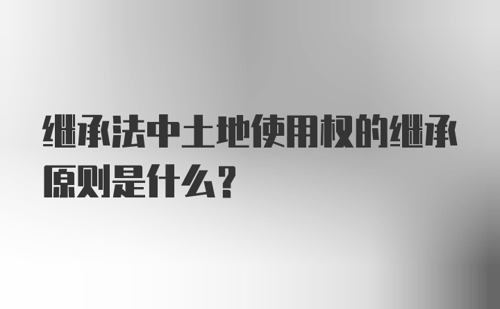 继承法中土地使用权的继承原则是什么？