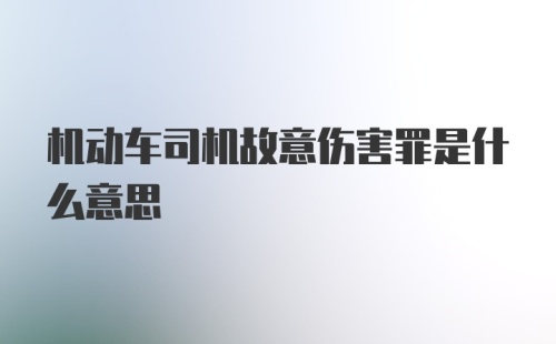 机动车司机故意伤害罪是什么意思