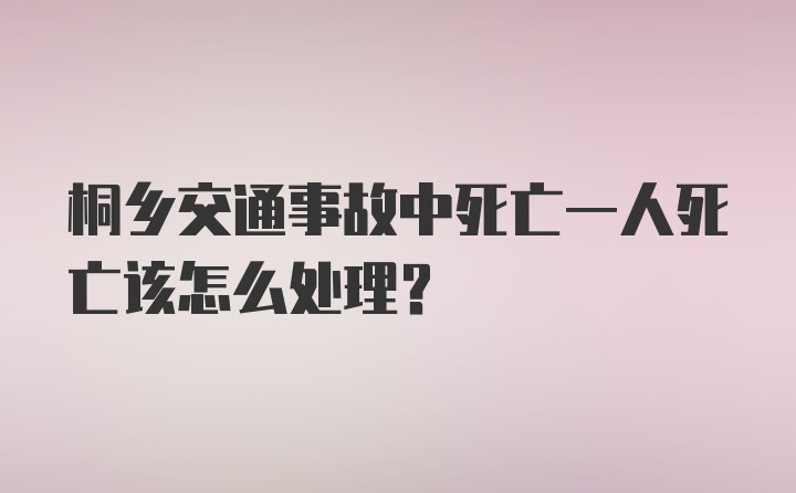 桐乡交通事故中死亡一人死亡该怎么处理？