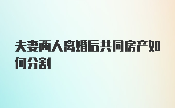 夫妻两人离婚后共同房产如何分割