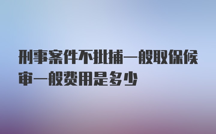 刑事案件不批捕一般取保候审一般费用是多少