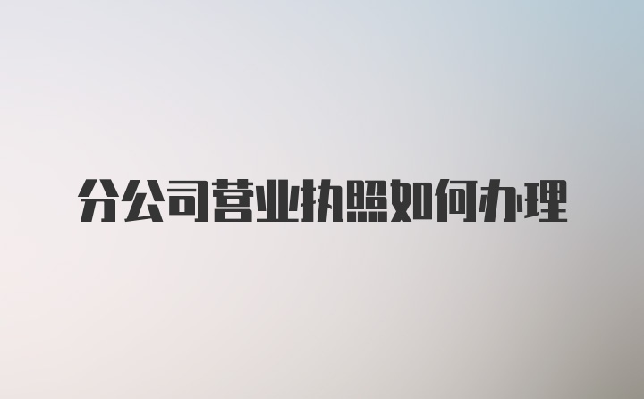 分公司营业执照如何办理