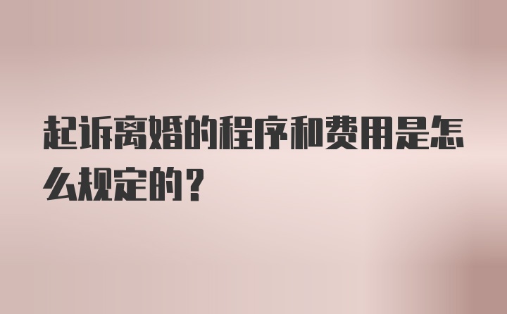 起诉离婚的程序和费用是怎么规定的？