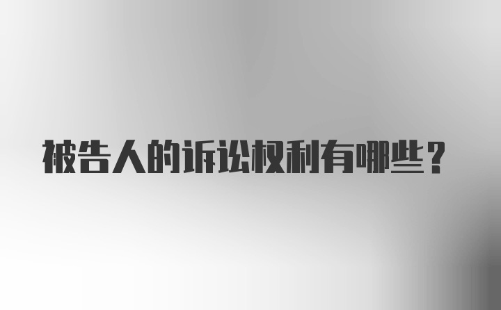 被告人的诉讼权利有哪些？