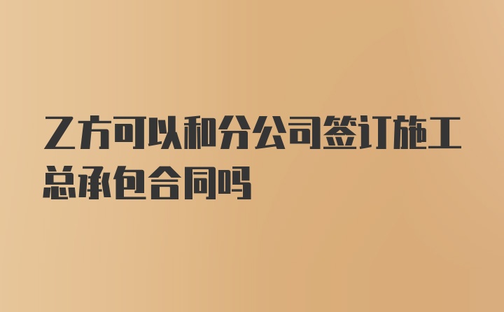 乙方可以和分公司签订施工总承包合同吗