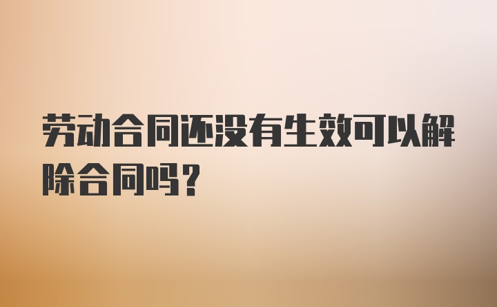 劳动合同还没有生效可以解除合同吗？