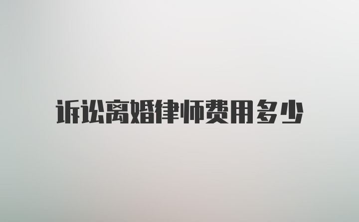 诉讼离婚律师费用多少