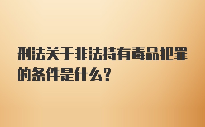 刑法关于非法持有毒品犯罪的条件是什么？