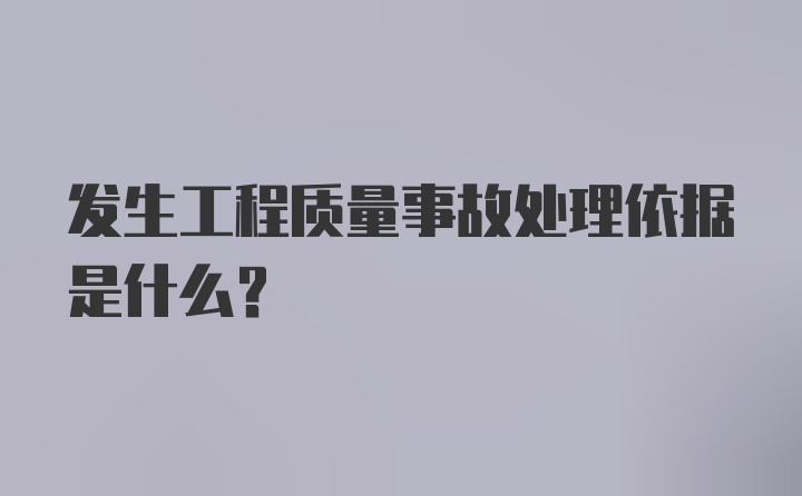 发生工程质量事故处理依据是什么？