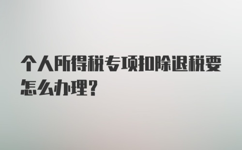 个人所得税专项扣除退税要怎么办理？