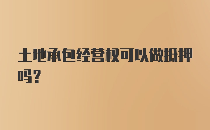 土地承包经营权可以做抵押吗？