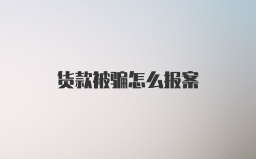 货款被骗怎么报案