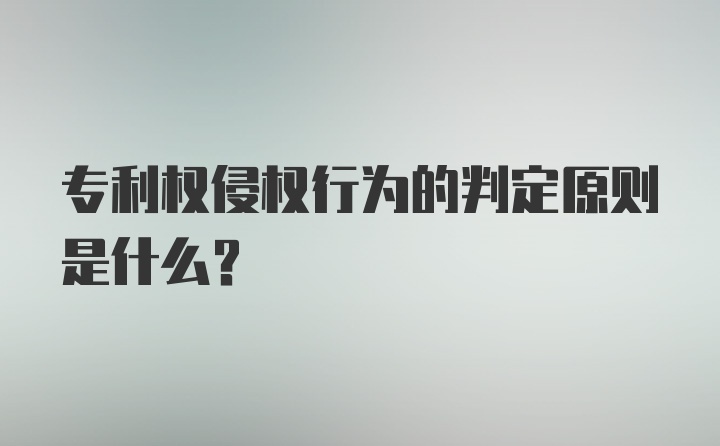 专利权侵权行为的判定原则是什么？