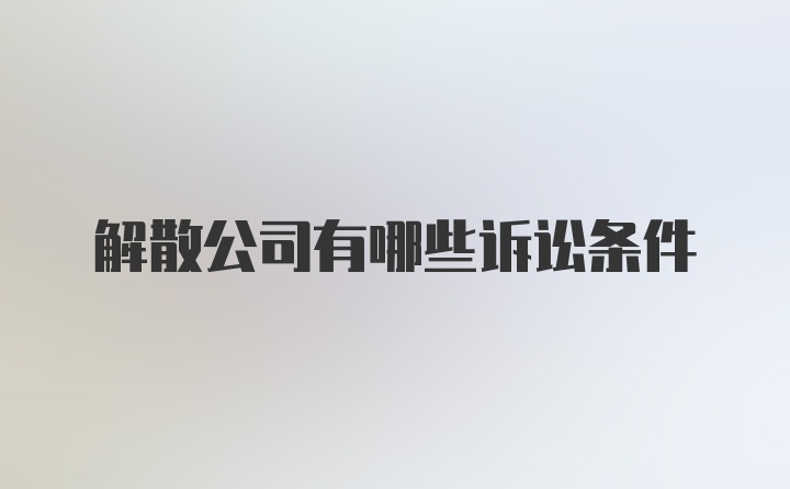 解散公司有哪些诉讼条件