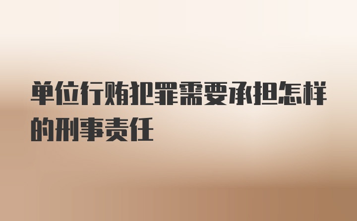 单位行贿犯罪需要承担怎样的刑事责任