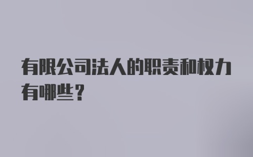 有限公司法人的职责和权力有哪些？