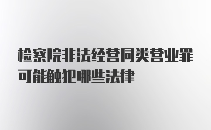 检察院非法经营同类营业罪可能触犯哪些法律