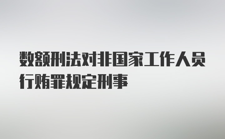 数额刑法对非国家工作人员行贿罪规定刑事