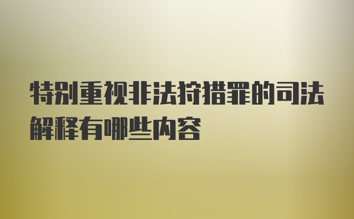 特别重视非法狩猎罪的司法解释有哪些内容