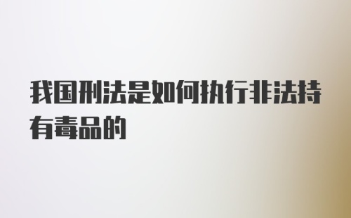 我国刑法是如何执行非法持有毒品的