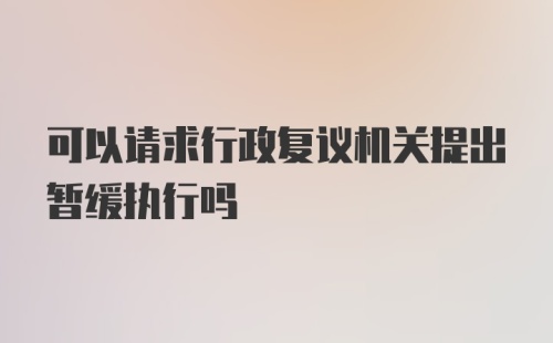 可以请求行政复议机关提出暂缓执行吗