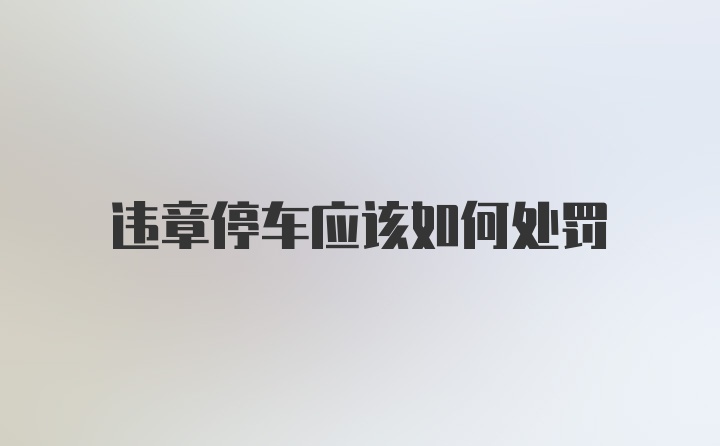 违章停车应该如何处罚