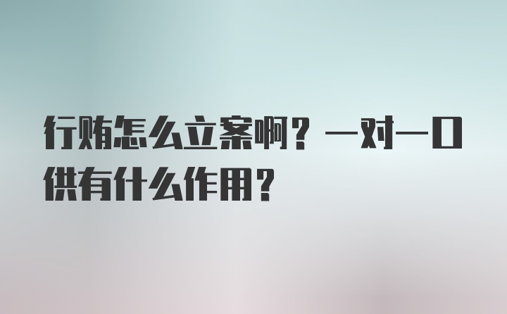 行贿怎么立案啊？一对一口供有什么作用？