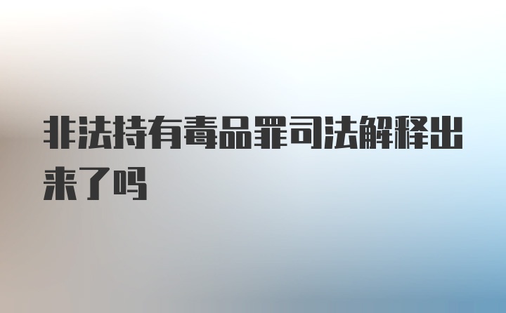 非法持有毒品罪司法解释出来了吗