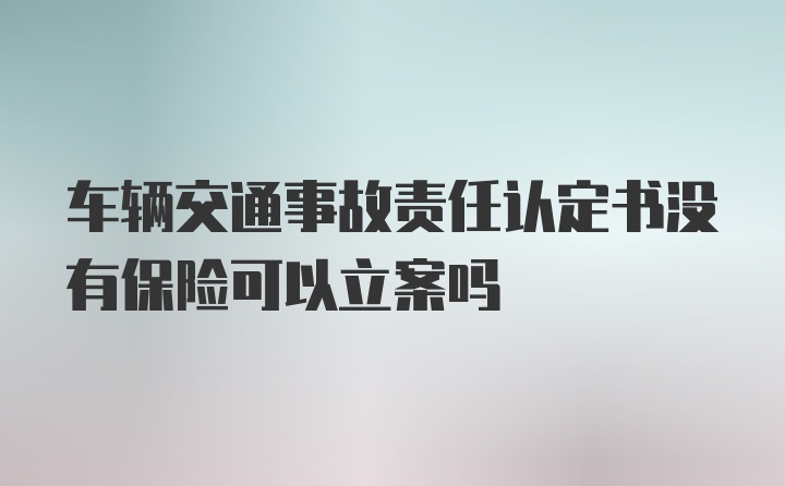 车辆交通事故责任认定书没有保险可以立案吗