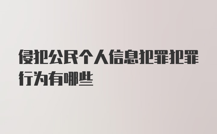 侵犯公民个人信息犯罪犯罪行为有哪些