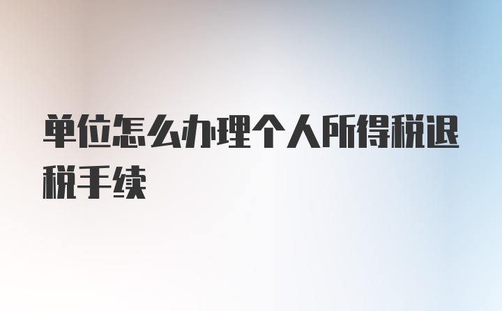 单位怎么办理个人所得税退税手续