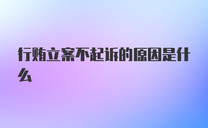 行贿立案不起诉的原因是什么