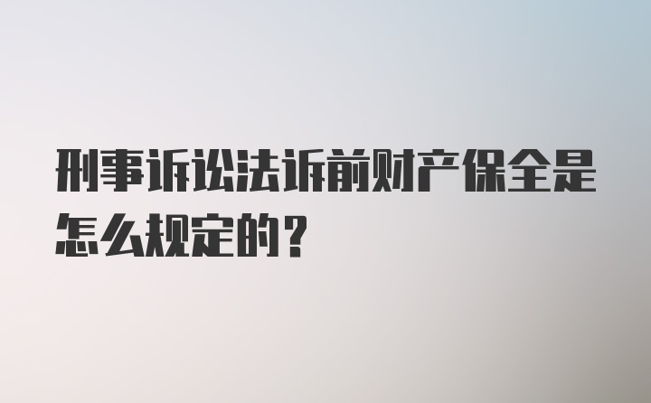 刑事诉讼法诉前财产保全是怎么规定的？