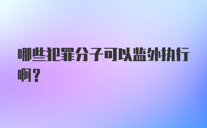 哪些犯罪分子可以监外执行啊？