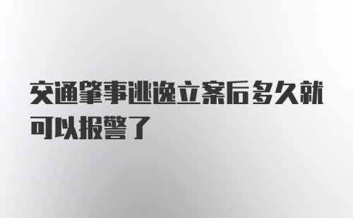 交通肇事逃逸立案后多久就可以报警了