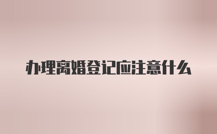 办理离婚登记应注意什么