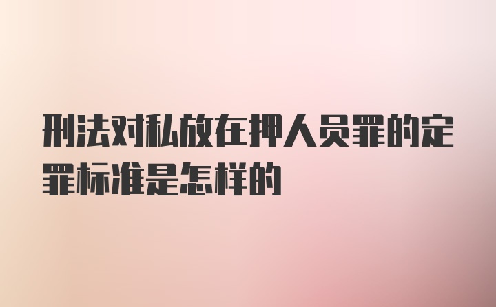 刑法对私放在押人员罪的定罪标准是怎样的