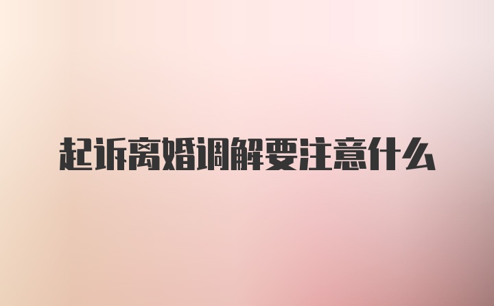 起诉离婚调解要注意什么