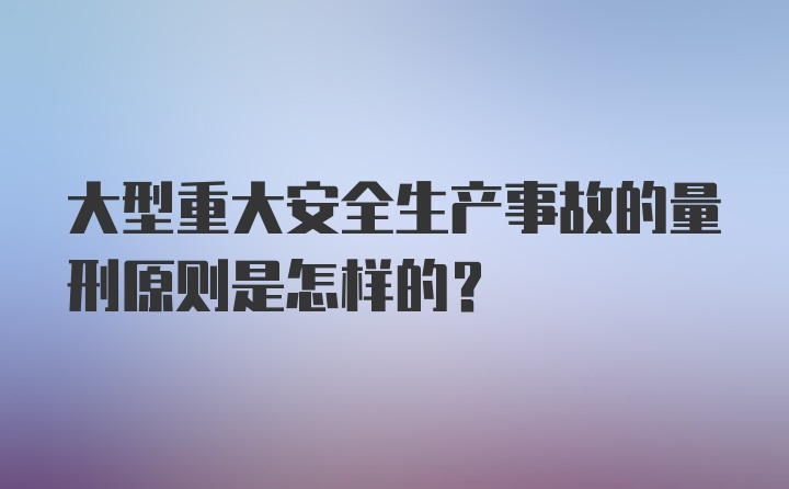 大型重大安全生产事故的量刑原则是怎样的？