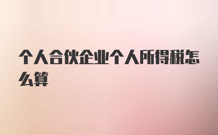 个人合伙企业个人所得税怎么算