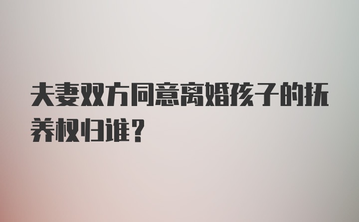 夫妻双方同意离婚孩子的抚养权归谁?