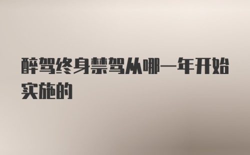 醉驾终身禁驾从哪一年开始实施的